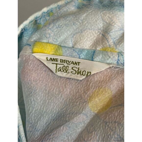 Vintage Lane Bryant Tall Sheer Nightgown Blue Yellow Zip Up - Picture 8 of 8